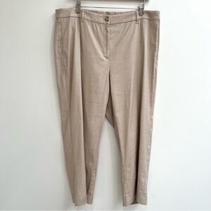 J.Jill linen stretch straight leg crop pants button front elastic waist tan 18